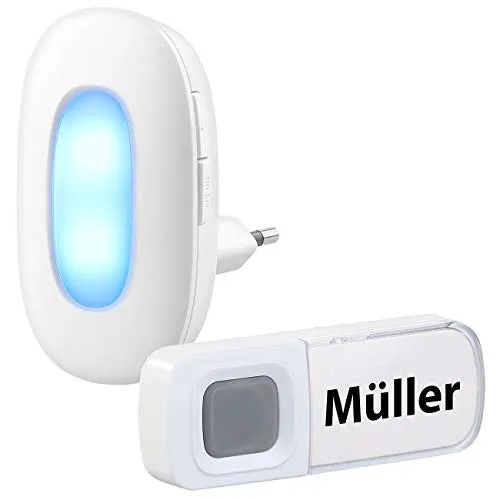 CASAcontrol Funkklingel Steckdose: Steckdosen-Funk-Klingel mit optischem Signal, 15 Melodien, 50 m, IP54 (Klingeln, Funk Klingelanlage, Optische)