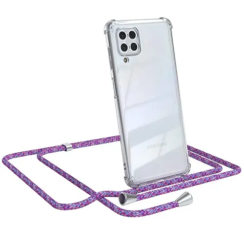 EAZY CASE Handykette kompatibel mit Samsung Galaxy M22 / M32 / A22 4G Handyhülle mit Umhängeband, Handykordel mit Schutzhülle, Silikonhülle, Hülle mit Band, Stylische Kette für Smartphone, Unicorn