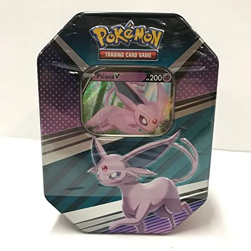 Pokémon Tin 98 Psiana - Sammelkartenspiel - Sammelkarten Packs & Sets mit holografischer Karte und 4 Boosterpacks für spannende Duelle. Ideal für Sammler und Pokémon-Fans ab 6 Jahren.