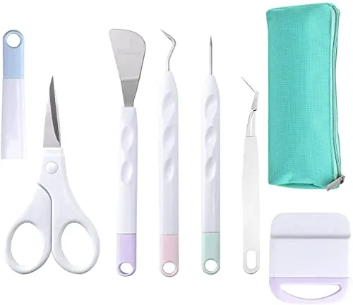 Vinyl Plotter Zubehör Vinyl Jäten Werkzeuge 7 Stück DIY Bastelwerkzeug Set Entgitterwerkzeug Plotter Werkzeug Vinyl Basic Tools Set für Sammelalbum Silhouette HTV Beschriftung