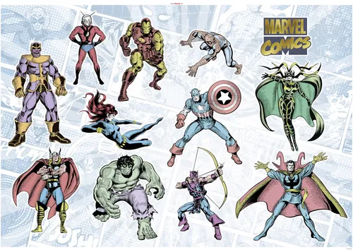 Komar Dekosticker Marvel Collection 100 x 70 cm - Wandaufkleber mit Marvel-Motiven, ideal für Kinderzimmer und kreative Raumgestaltungen.