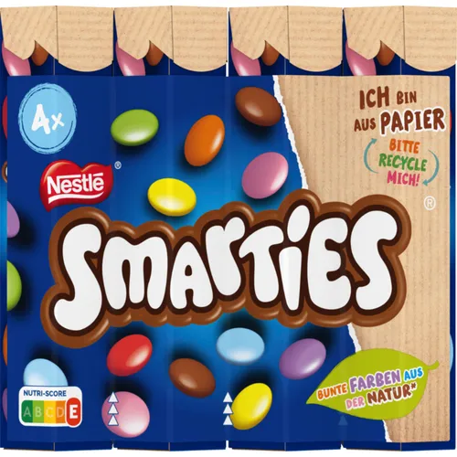 Smarties Multipack bunte Schokolinsen 4er 4x34g Rolle