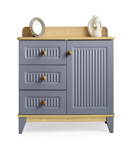 Moderne Kommode mit 3 Schubladen für das Kinderzimmer - Stylische Kommode in Grau mit 3 praktischen Schubladen. Perfekt für Ordnung im Kinderzimmer, Maße: 88 x 46 x 96 cm, aus hochwertigem Holz, einfach zu montieren.