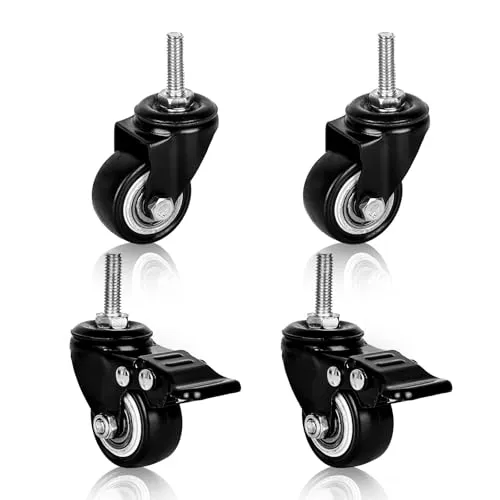 Möbelrollen: Rollen M8 Schwerlastrollen Möbelrollen Gewinde m8 Rollen für Möbel Schwerlast Lenkrollen Gummi Möbel Roller Sesselrollen Outdoor Castors 2 mit Bremse und 2 ohne Bremsen