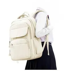 HYC00 Schulrucksack 15,6 Zoll Laptop Rucksack wasserabweisend beige