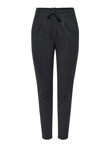 ONLY Onlpoptrash Life Easy Col Pant - Damen Loungehose mit Kordelzug - Damen-Hosen in Blue Graphite mit Gürtelschlaufen und Plissee-Detail, ideal für entspannte Tage und Freizeitaktivitäten.