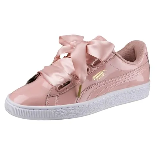Puma Damen Basket Heart Patent Low-top Sneaker, Beige (Peach Beige), 36 EU