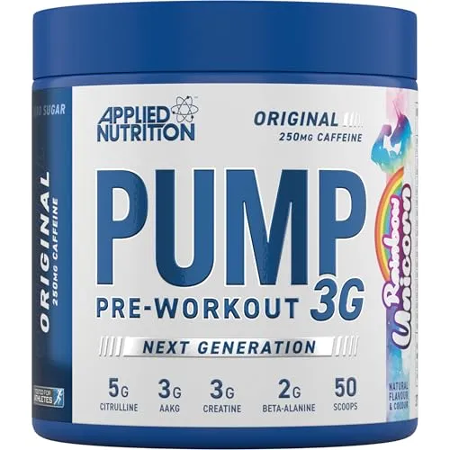 Applied Nutrition Pump 3G Booster Pre Workout - Mit Creatin Monohydrat - Energie, Fokus & Leistung (375g (Pack of 1), Rainbow Unicorn)