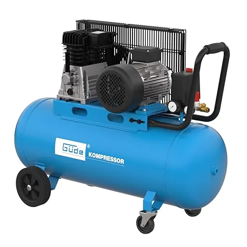Güde Kompressor 580/10/100 H/400 V - Kompressor mit 480 l/min Ansaugleistung, ideal für Werkstätten. Automatischer Druckschalter und zwei Druckluftkupplungen für flexible Nutzung.