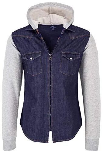 Rock Creek Herren Sweat-Jacke mit Kapuze – Denim Jeansjacke für Männer - Stylische Herren Sweat-Jacke mit Kapuze im Denim-Look. Leichter, taillierter Schnitt für optimalen Tragekomfort. Ideal für Übergangszeiten und vielseitige Freizeit-Outfits.