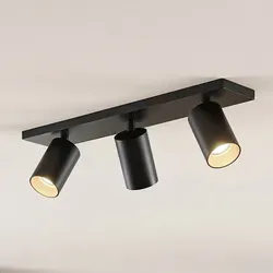 Arcchio Deckenlampe - 3x GU10 drehbar und schwenkbar - Deckenspot mit 3 flexiblen, drehbaren und schwenkbaren Spots für individuelle Lichtgestaltung. Ideal für Küche, Flur oder Büro. Modernes Design aus Aluminium in edlem Schwarz.