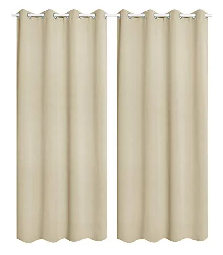 WOLTU 2er Set Gardinen, Vorhang für Wohnzimmer & Kinderzimmer, 140 x 225 cm, Sand - Schiebevorhänge aus 100% Polyester mit Lichtschutz- und Wärmeisolierung, ideal für Wohn- und Kinderzimmer. Pflegeleicht und knitterfrei, perfekt für modernes Wohnen.