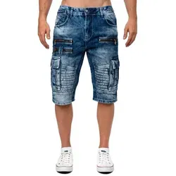 Cipo & Baxx Jeansshorts Herren Regular Fit Kurze Hose Stonewashed BA-CK295 Blue Hochwertige Verarbeitung mit markanten Ziernähten blau 33