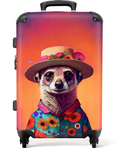 NoBoringSuitcases.com Hartschalen-Trolley mit leuchtenden Rädern - Erdmännchen - Koffer mit 4 leuchtenden Rädern, ideal für Kinderreisen. Robuste ABS-Oberfläche, TSA-Zahlenschloss und großzügiges Volumen von 72 l.