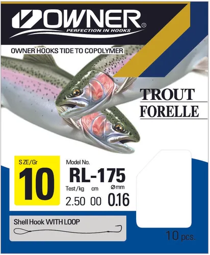 Owner Forelle blau 150cm (RL-175) Gr. 6 - Forellenhaken gebunden