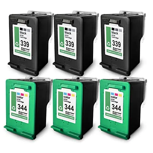 6X Müller Printware Patronen kompatibel für HP 2570 2610 2615 5740 5950 6830 6940 7210 7410 8030 8150 9803 ersetzt HP 339+344 CMYK