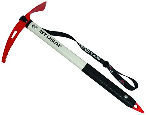 STUBAI Eispickel White Star 59 cm mit Manschette & Handschlaufe | Allroundpickel für Hochtouren | geschmiedeter Stahlkopf | EN 13089 Typ 2 | 760 g | Bergsport-Eisgerät