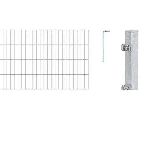 Alberts Doppelstabmattenzaun 8 tlg. Komplettset - 6 m Länge, 80 cm Höhe - Robuster Doppelstabmattenzaun aus feuerverzinktem Stahl - langlebig und rostfrei. Ideal für zuverlässiges Einzäunen von Gärten. Erweiterbar mit passendem Anbauset.