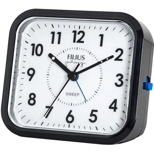 Filius 0529-17 Wecker ohne Ticken Quarz 10 x 9 cm Schwarz in blau von FILIUS zeitdesign
