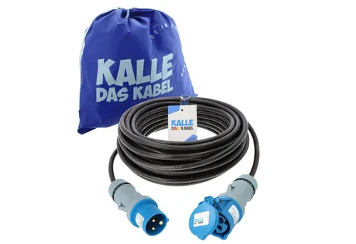 KALLE DAS KABEL Verlängerungskabel CEE 230V 16A 50m - Robustes 50m Verlängerungskabel mit CEE-Stecker und -Kupplung, ideal für Bauprojekte und Camping. Hohe Flexibilität dank Gummi-Isolierung und geprüfter Qualität.