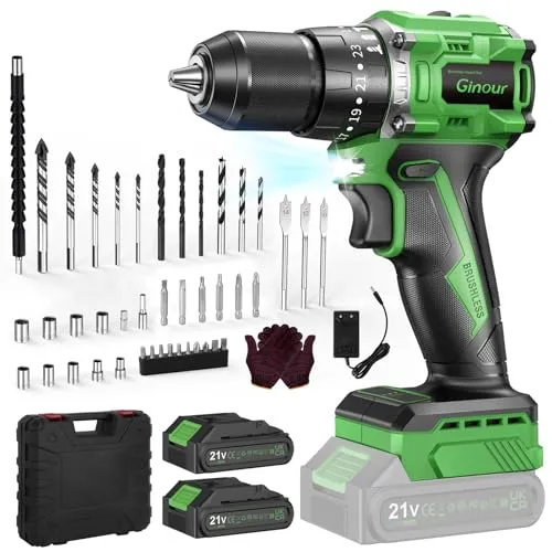 Ginour 21V Bürstenlos Akku Schlagbohrschrauber Set