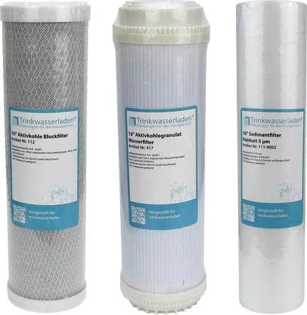Filter Set 10' 3-teilig Ersatzfilter Umkehrosmose Anlage RO Sediment Aktivkohle