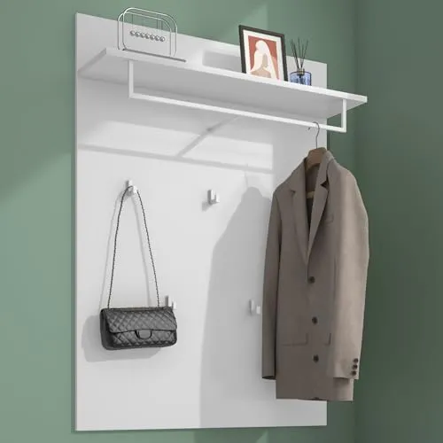 Mai & Mai Wandgarderobe mit Ablage und 5 Haken – Matt Weiß von Mai & Mai