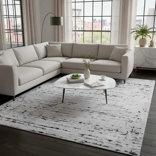 Kurzflor Teppich Wohnzimmer Dunkelgrau 120 x 170 cm - Teppich für Wohnzimmer, super soft und pflegeleicht. Ideal für ein warmes Wohngefühl, robust und geeignet für Fußbodenheizungen.