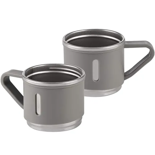 GRÄWE Becher für Kaffee, Tasse für Tee, 150 ml, 2er Set, Trinkbecher für Espresso, Thermosbecher, Isolierbechergrau, matt, 150 ml, unzerbrechlich, spülmaschinengeeignet