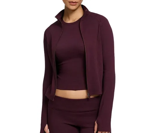 creamy fabrics Damen Cotton Body Fitted Zipper Jacke – Slim Fit Loungewear Jacke - Bequeme Baumwolljacke mit Reißverschluss für stilvolle Entspannung. Figurbetonender Slim Fit Schnitt, ideal für Alltag und Reisen. Vielseitig kombinierbar für jeden Anlass.