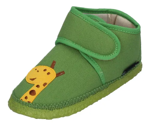 Nanga Baby Lauflernschuhe AFFE grün 20 - Lauflernschuhe für Jungen, atmungsaktiv aus 100% BIO-Baumwolle, superweiche und rutschfeste Naturkautschuksohle für optimalen Halt, mit praktischem Klettverschluss bei 30°C waschbar.