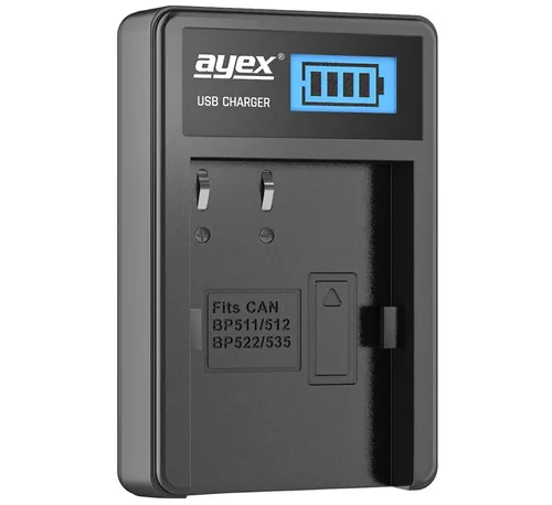 ayex USB Charger Ladegerät für Canon BP-511A Kamera Akku von ayex