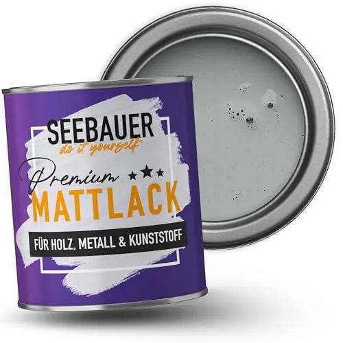 SEEBAUER DIY Mattlack Grau 2,5L - Hochwertiger Hybrid-Lack für Innen & Außen - Umweltfreundlicher, schnelltrocknender Mattlack mit extremer Haltbarkeit und hoher Deckkraft. Ideal für Holz, Metall und Kunststoff - perfekt für Möbel und Kinderspielzeug.