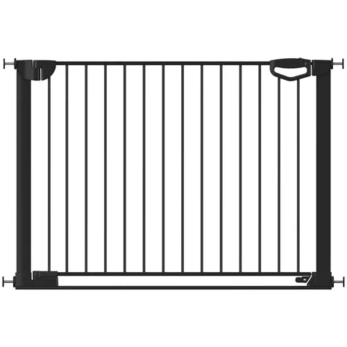 Geuther Türschutzgitter Easylock Flatstep Schwarz I Treppenschutzgitter zum Klemmen oder Bohren I Breite 111-118 cm I Türschutz für Ihr Baby & Haustier I Kinderschutzgitter beidseitig öffnend