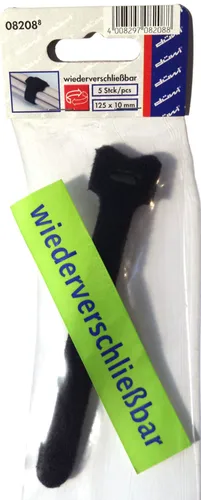 Produktbild Klettkabelbinder 125x10mm Klettverschluss schwarz düwi 5
