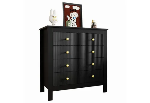 Merax Kommode mit fünf Schubladen und goldenen Metallgriffe, Schubkastenkommode,Sideboard,Wohnzimmerschrank