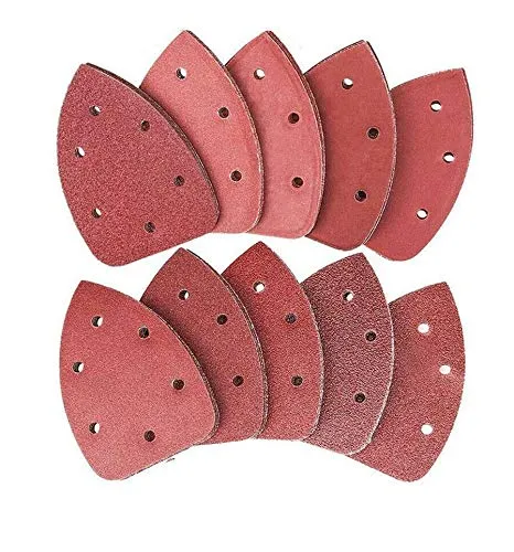 TOOLSTAR Maus-Schleifpads, 140 x 140 x 98 mm, 6-Loch, Körnung 240, dreieckig, Schleifpapier, Schleifblätter, Black and Decker, Handschleifer, alle Körnungen (10 Stück)