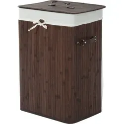 Wäschekorb aus Bambus mit Deckel, 72L, faltbar, dunkelbraun - Wäschesammler aus echtem Bambus mit 72L Stauraum und atmungsaktivem Segeltuchsack. Ideal für Feuchträume, pflegeleicht und schimmelresistent dank Belüftungslöchern.