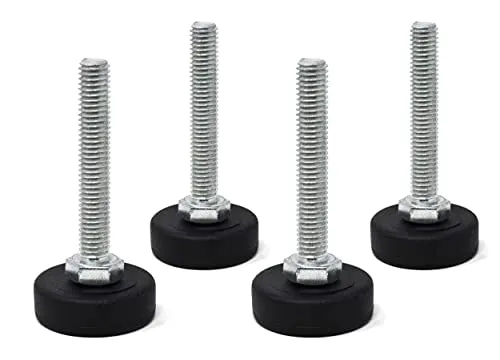 Design61 4X Justierschraube mit Beweglicher Stellschraube M8 x 40 mm Verzinkt Verstellschraube Kunststoffuß Ø 30 mm für Möbel, Werkbank & Maschinen