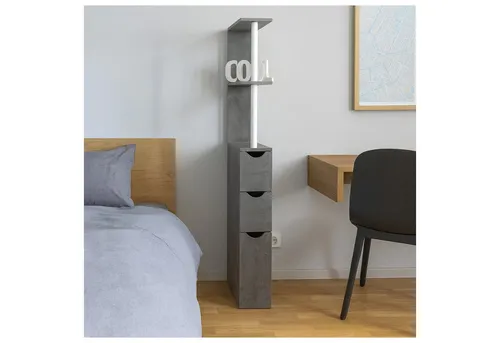 HTI-Line Raumteiler Nischenregal Thekla L - Raumteiler-Regal mit 3 Fächern, 2 Schubladen und 1 Tür. Ideal für eine stilvolle Raumtrennung und zusätzlichen Stauraum in Betonoptik.