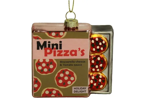 HD Collection Christbaumschmuck, Christbaumschmuck Glas 10,5cm Mini-Pizza Figur Gold / Rot