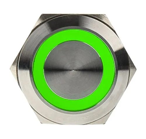 DimasTech PD098 - Computer Cooling Components (Computer case, Push Button, Stainless Steel, LED, Green)
