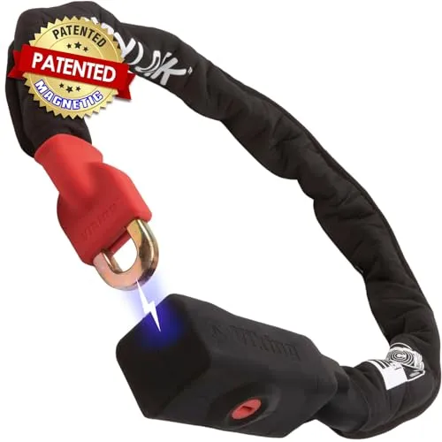 Seatylock Viking Fahrrad Kettenschloss mit Schlüssel – Patentiertes diebstahlsicheres Fahrradschloss - hohe Sicherheit Sold Secure Gold Bike Lock für City eBike und Motorrad (110 CM)