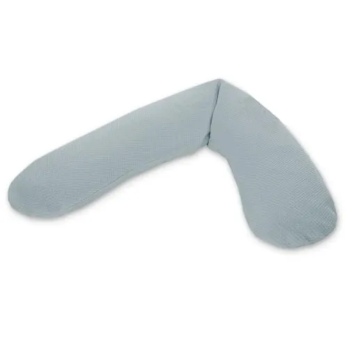 Theraline Stillkissen 1,90 cm - Original mit Feinstrick Bezug in Nebelblau - Vielseitiges Stillkissen für alle Positionen, ideal zum Schlafen und zur Vorbeugung von Verspannungen. Hochwertige Microperlenfüllung und waschbar bei 60 Grad.