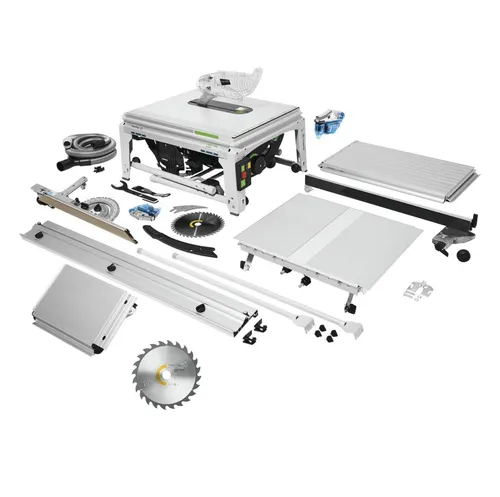 Festool TKS 80 EBS Set Tischkreissäge 2200 Watt mit Panther Kreissägeblatt - Vielseitige Tischkreissäge mit SawStop Technologie für mehr Sicherheit beim Sägen. Ideal für präzise Schnitte und flexiblen Einsatz in der Werkstatt.