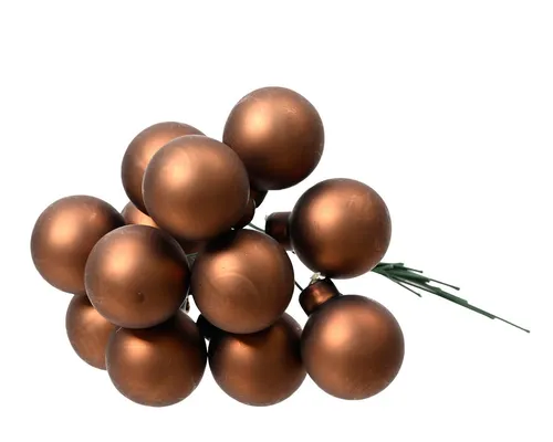 Kaemingk Weihnachtsbaumkugel, Weihnachtskugeln am Draht 2,5cm Glas 12 Stück - Espressobraun matt