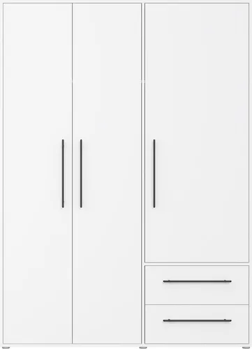 Drehtürenschrank >MOKKARIS< in weiss - 144,4x200,1x58,8cm (BxHxT)