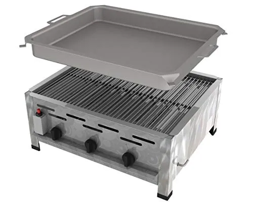 ChattenGlut Professional Gastrobräter 3-flammig - Grillöfen aus hochwertigem Edelstahl, ideal für den gewerblichen Einsatz mit 10,8 kW Leistung und 20% geringerem Gasverbrauch. Perfekt für Gastronomie und private Grillpartys.