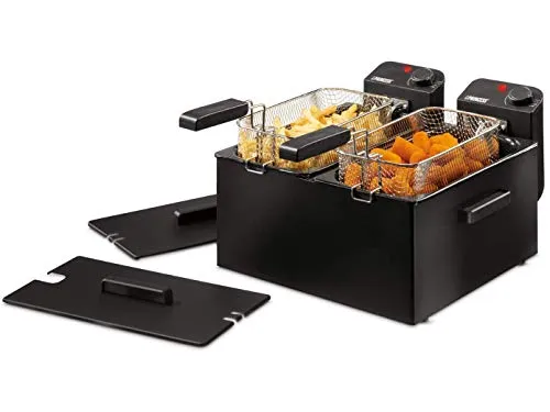 Princess 183028 Edelstahl Doppel-Fritteuse in schwarz