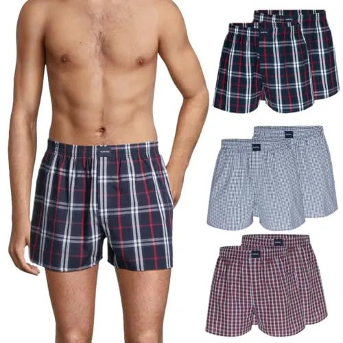 Almonu - Web - Boxershorts - 6er Pack (XXL Rot/Blau karriert)